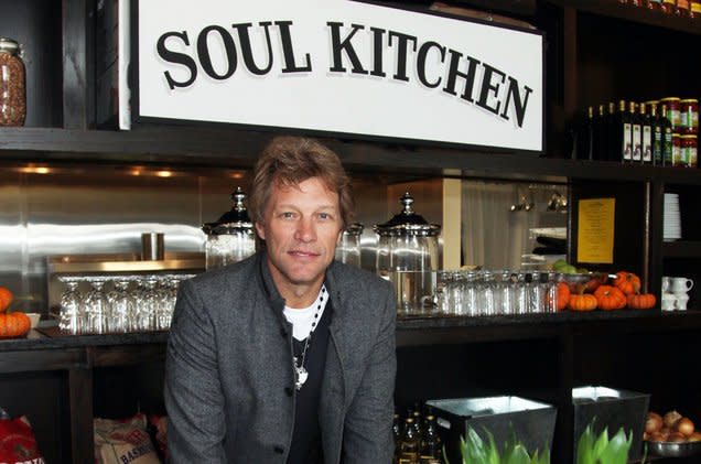 <p>Rocker and New Jersey native Jon Bon Jovi opened two community dining restaurants named <a rel="nofollow noopener" href="https://www.jbjsoulkitchen.org/" target="_blank" data-ylk="slk:JBJ Soul Kitchen;elm:context_link;itc:0;sec:content-canvas" class="link ">JBJ Soul Kitchen</a> in his home state. Patrons can either donate the minimum for their meal or volunteer for an hour and eat for free. Diners of all backgrounds sit down together for a communal meal here in these restaurants dedicated to feeding those who can’t afford a meal and building community. <br></p>