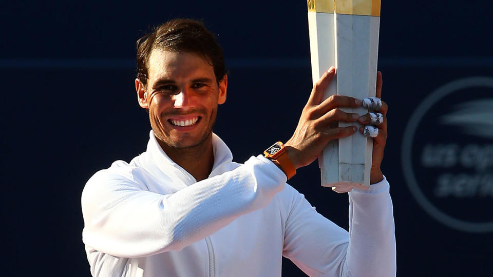 Rafael Nadal defeated Stefanos Tsitsipas to claim his 80th tour title. Pic: Getty