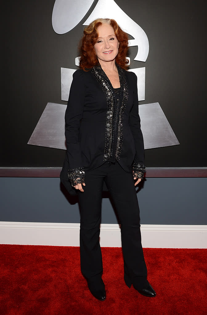 Bonnie Raitt arrives at the 55th Annual Grammy Awards at the Staples Center in Los Angeles, CA on February 10, 2013.