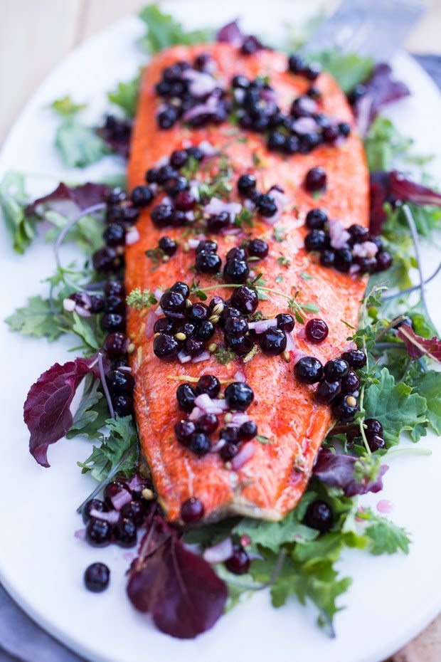 <strong>Get the <a href="http://www.feastingathome.com/2014/07/grilled-salmon-with-pickled-huckleberries.html" target="_blank">Huckleberry Salmon Recipe recipe</a> from Feasting at Home</strong>