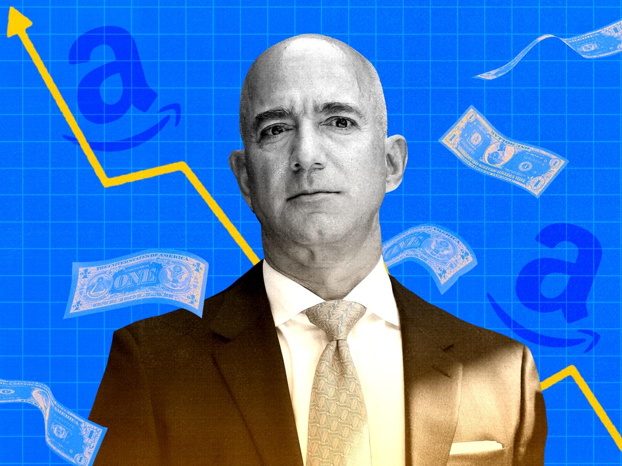 Jeff Bezos in front of a inflation chart