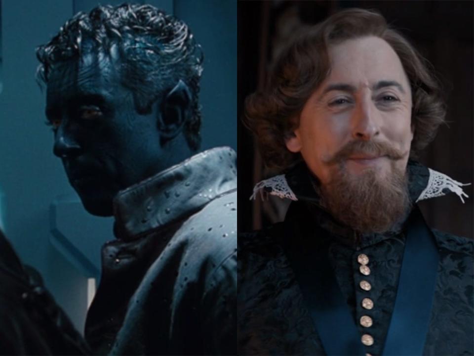 On the left: Alan Cumming as Nightcrawler in "X2: X-Men United." On the right: Cumming as King James in "Doctor Who."