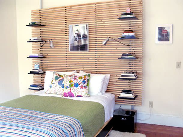 Add Stackable Storage to Your Headboard
