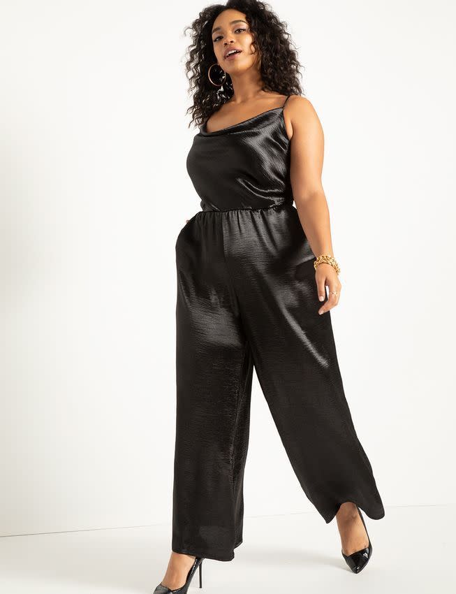 12) Cowl Neck Satin Jumpsuit