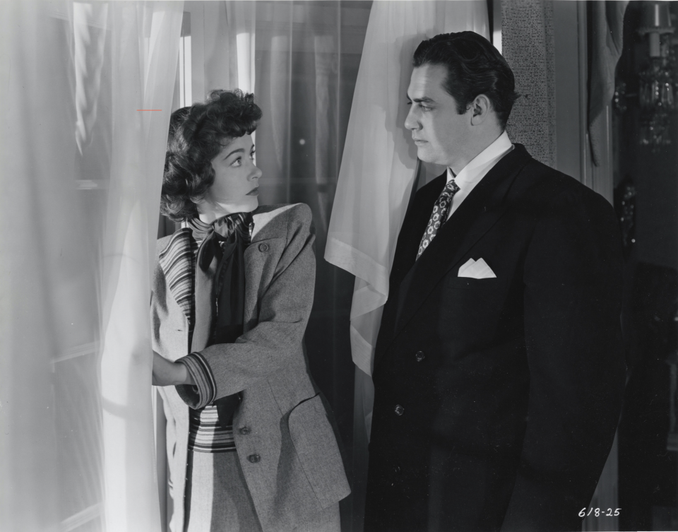 Marsha Hunt and Raymond Burr in “Raw Deal” (1948)