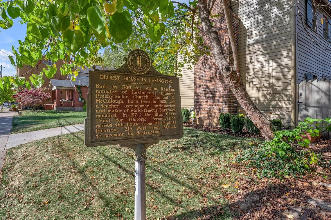 The historical marker that stands outside the Rankin House at 317 South Mill St. in Lexington. The home has been put up for sale as of November, with an asking price of $599,000.