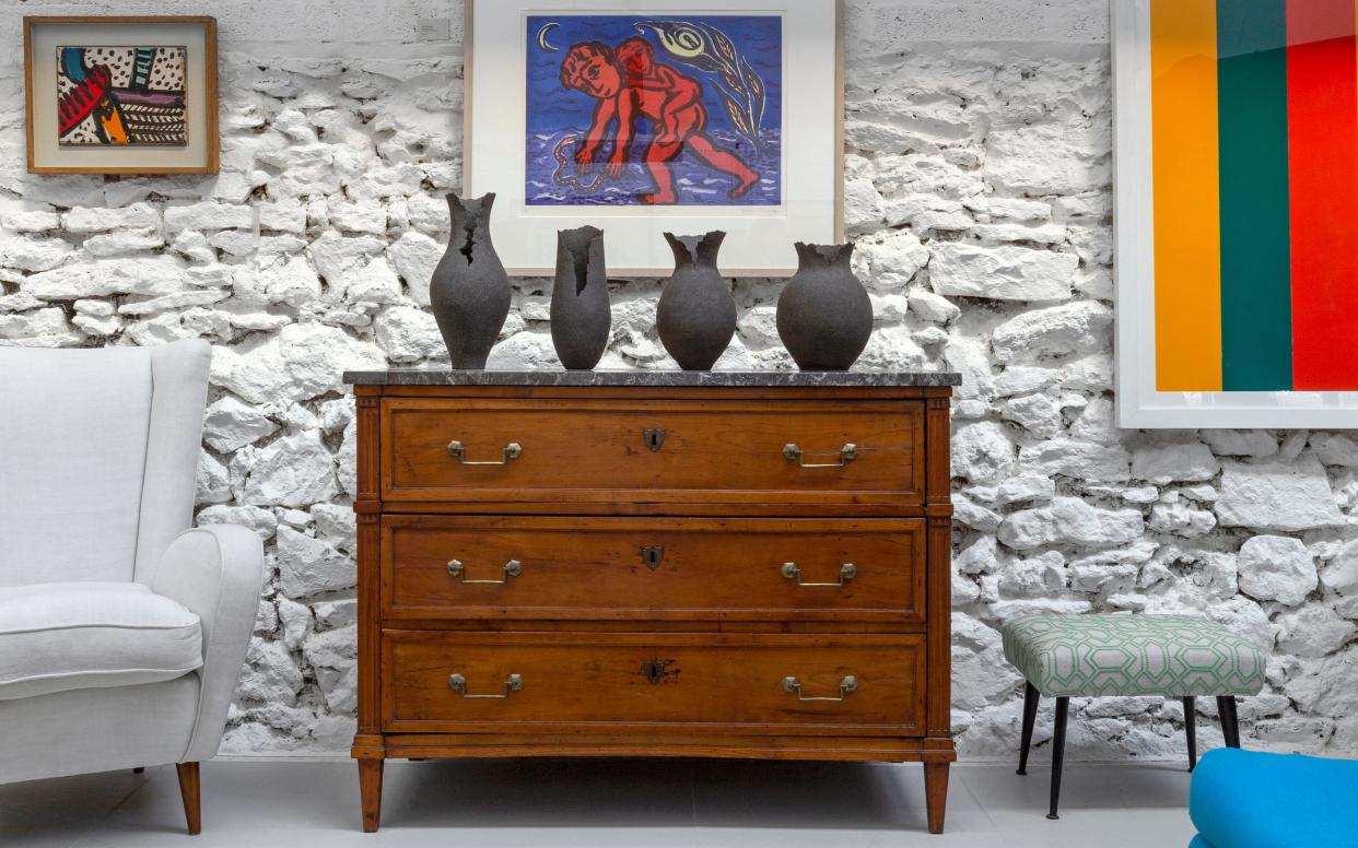 At 8 Holland Street gallery, a French 19th-century commode, £2,600, contrasts with white walls - James McDonald 2013 jamesmcdonaldphotography@googlemail.com