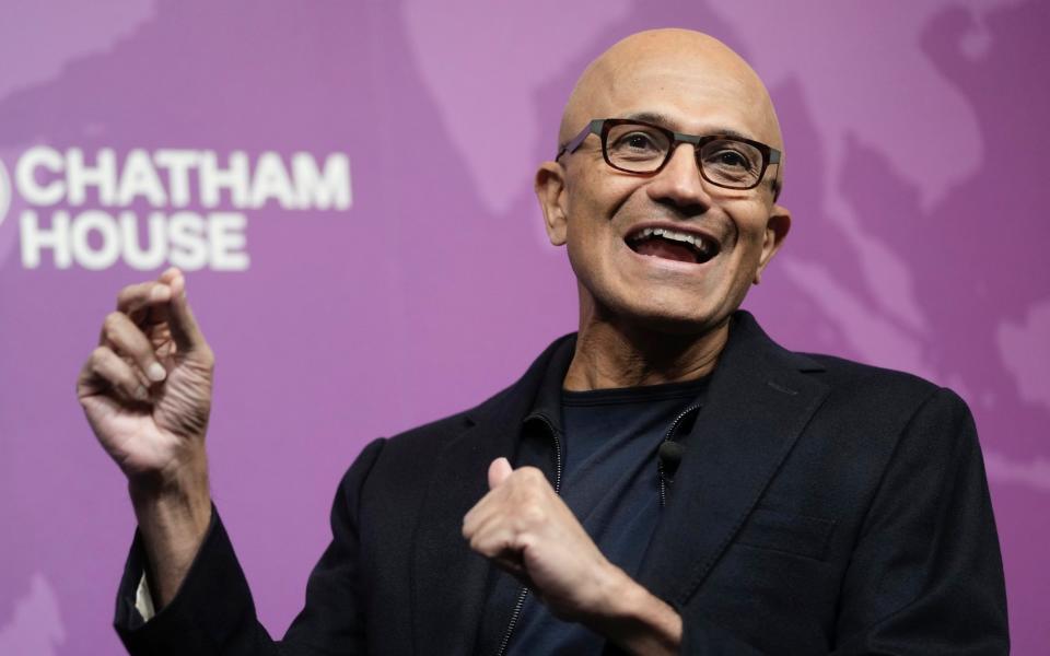 Microsoft chief executive Satya Nadella speaks at Chatham House in London