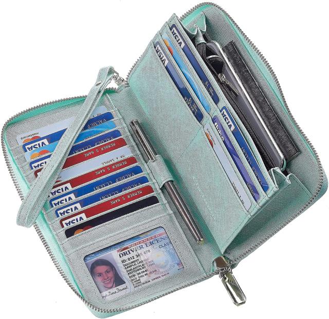 Large Capacity Womens Wallets RFID Leather Purse 