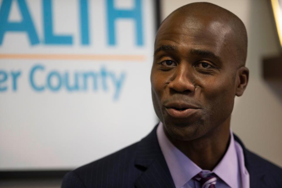 Surgeon General Dr. Joseph Ladapo speaks during a press conference, Tuesday, Jan. 4, 2022, at the Florida Department of Health-Collier County in Naples, Fla.