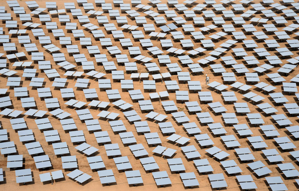 A solar plant co-owned by Google in the Mojave Desert. (Photo: Ethan Miller via Getty Images)