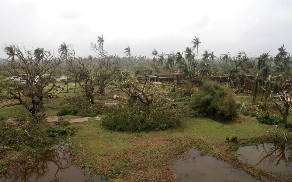 Trees lie uprooted after Cyclone Fani made landfall in the area in the Penthakata fishing village of Puri, in the eastern Indian state of Orissa, Saturday, May 4, 2019. A mammoth preparation exercise that included the evacuation of more than 1 million people appears to have spared India a devastating death toll from one of the biggest storms in decades, though the full extent of the damage was yet to be known, officials said Saturday. (AP Photo)