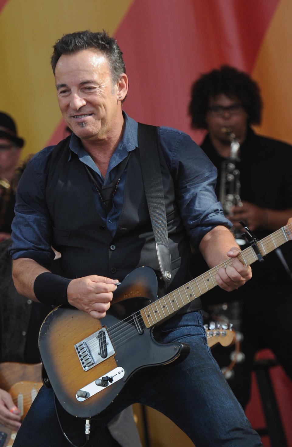 NEW ORLEANS, LA - APRIL 29: Bruce Springsteen of Bruce Springsteen and the E Street Band performs during the 2012 New Orleans Jazz & Heritage Festival Day 3 at the Fair Grounds Race Course on April 29, 2012 in New Orleans, Louisiana. (Photo by Rick Diamond/Getty Images)