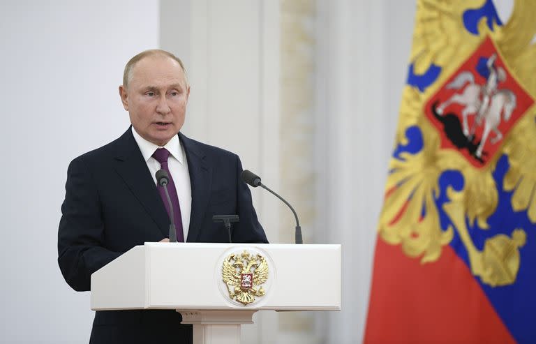 Vladimir Putin durante un discurso en Moscú