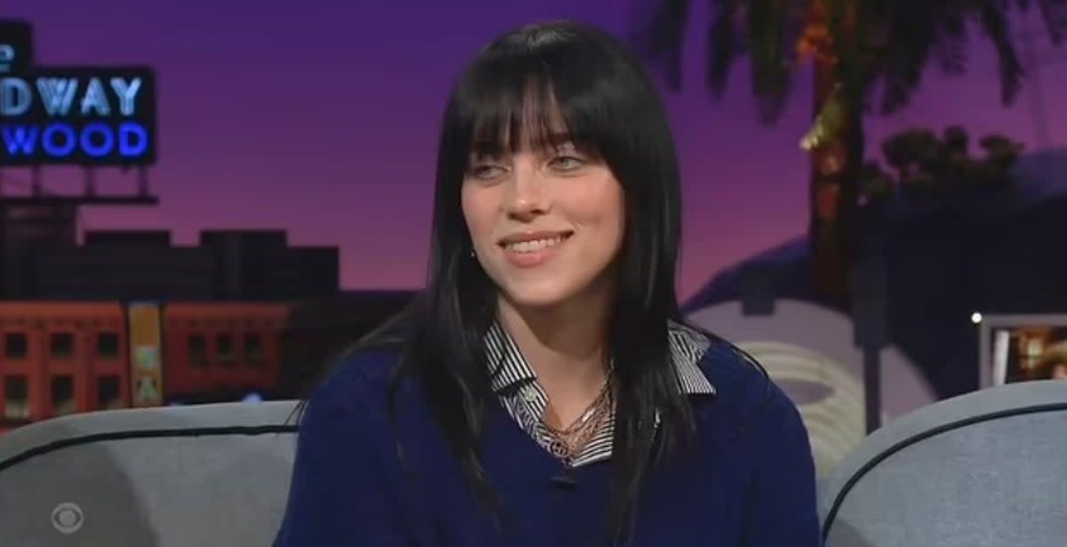 Billie Eilish recalled making her TV debut on the James Corden chat show aged 15 (CBS)