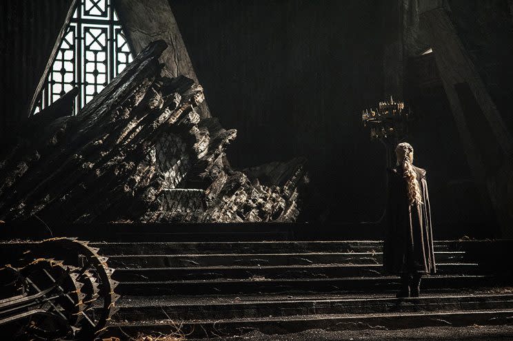 Emilia Clarke as Daenerys Targaryen in HBO's Game of Thrones . (Photo Credit: Helen Sloan/courtesy of HBO)