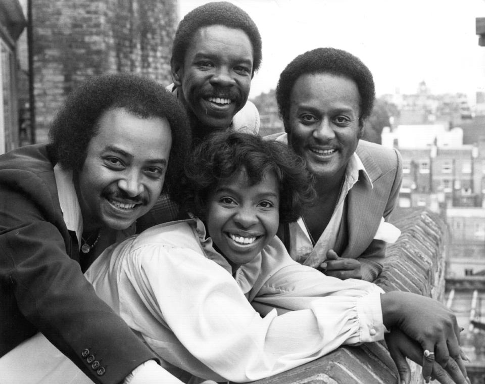 31st August 1978: Gladys Knight And The Pips (left to right) Merald ‘Bubba’ Knight, Edward Patten and William Sweet. (Photo by Ian Tyas/Keystone/Getty Images)
