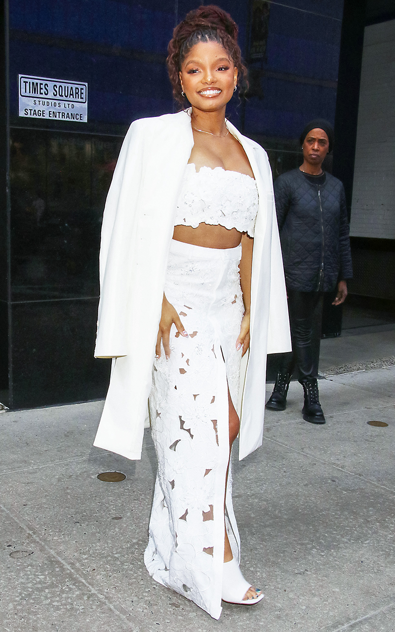 halle bailey angelic white outfit