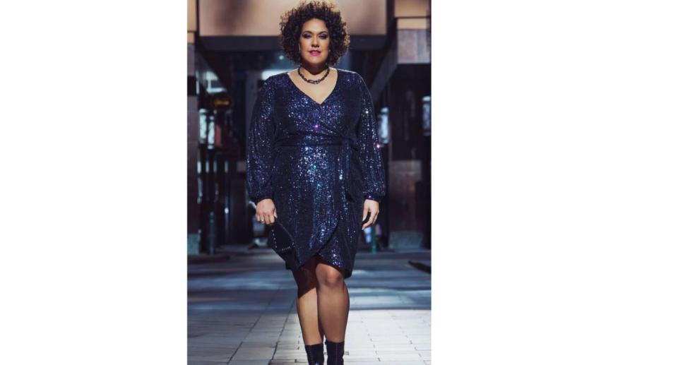 Casey Donovan in Sequin Crossover Dress available in Taking Shape's Black Friday sale