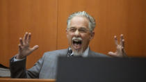 FILE - Terry Sanderson, the Utah man suing Gwyneth Paltrow, testifies in court, on March 27, 2023, in Park City, Utah. Paltrow's live-streamed trial over a 2016 collision at a posh Utah ski resort has drawn worldwide attention, spawning memes and sparking debate about the burden and power of celebrity. (AP Photo/Rick Bowmer, Pool, File)