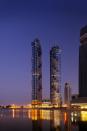 JW Marriott's Marquis Dubai at night. (Photo courtesy of JW Marriott Marquis Hotel Dubai)