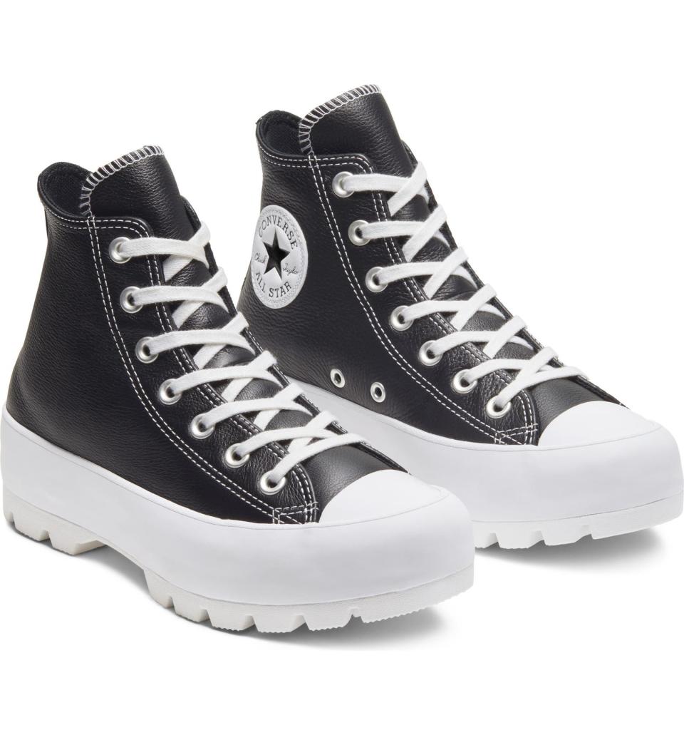 <br><br><strong>Converse</strong> Chuck Taylor® All Star® Lugged High Top Sneaker, $, available at <a href="https://go.skimresources.com/?id=30283X879131&url=https%3A%2F%2Fwww.nordstrom.com%2Fs%2Fconverse-chuck-taylor-all-star-lugged-high-top-sneaker-women%2F5608270" rel="noopener" target="_blank" data-ylk="slk:Nordstrom;elm:context_link;itc:0;sec:content-canvas" class="link ">Nordstrom</a>