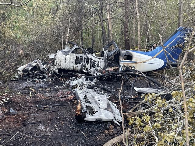 A husband (pilot) and wife (passenger) were on board the plane that crashed into the tree line.