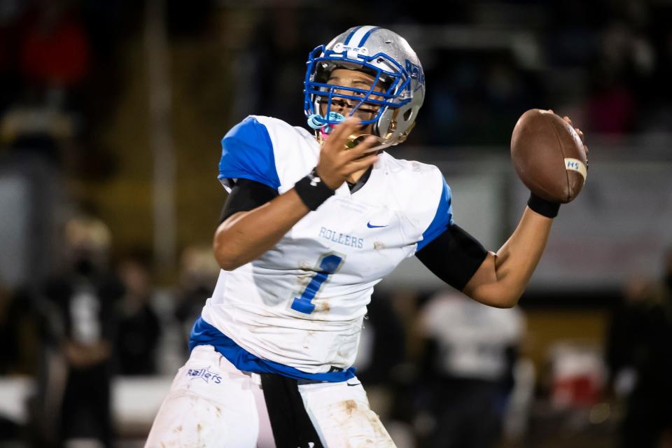 Steelton-Highspire's Alex Erby prepares to throw during the PIAA District 3 Class A championship game on Friday, October 30, 2020.