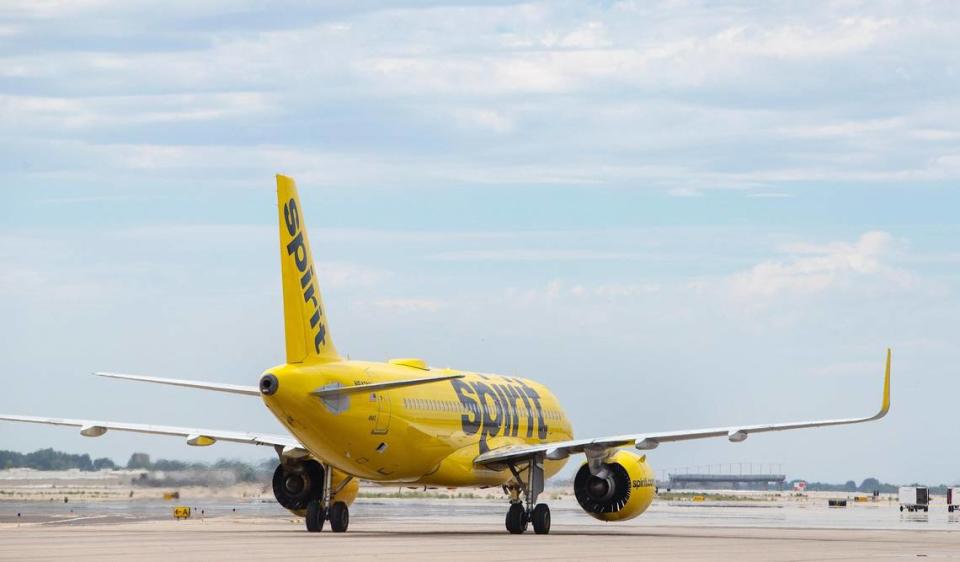 The first Spirit flight arrives to the Boise Airport from Las Vegas on Friday, Aug. 5, 2022.