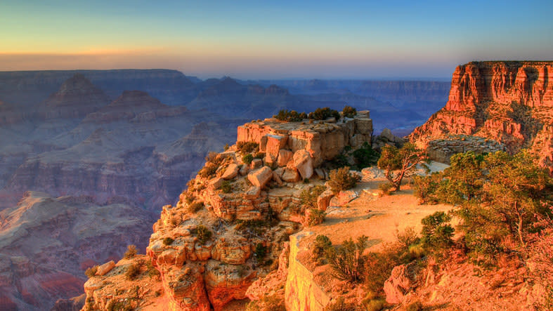 canyons during sunrise