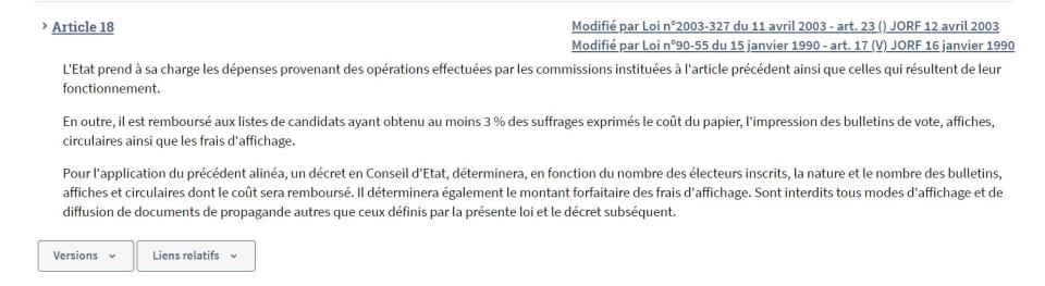 <span>Capture d'écran de l'article 18 de la loi n°77-729 du 7 juillet 1977</span>