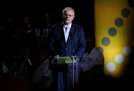 Australian Prime Minister Scott Morrison speaks during the opening ceremony of the Invictus Games at the Sydney Opera House, Sydney, Australia, October 20, 2018. REUTERS/Phil Noble/Files