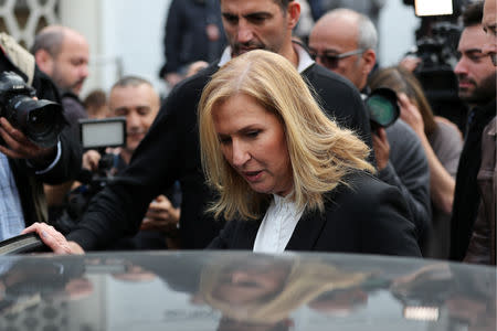 Tzipi Livni, former Israeli foreign minister enters a car after speaking at a news conference in Tel Aviv, Israel February 18, 2019. REUTERS/Ammar Awad