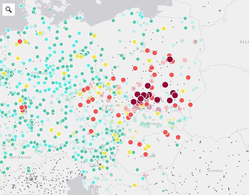 Poland appeared to be one of the areas worst affected by air pollution (European Air Index)