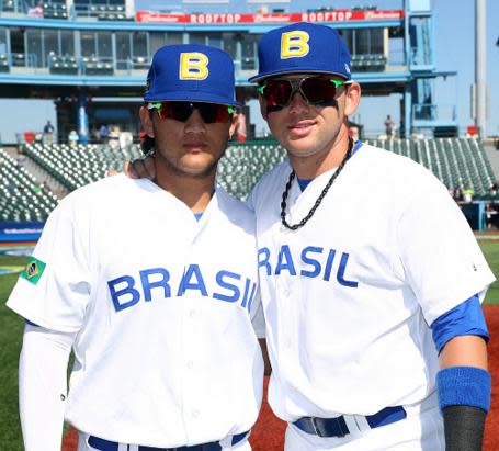 Brothers Bo Bichette (left) and Dante Bichette Jr. represented Brazil during the World Baseball Classic qualifiers in 2016. (Getty Images)