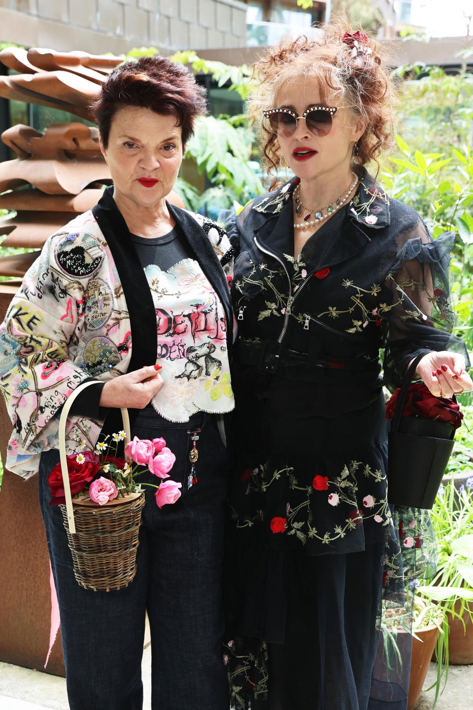 Lulu Guinness and Helena Bonham at the Chelsea Flower Show.