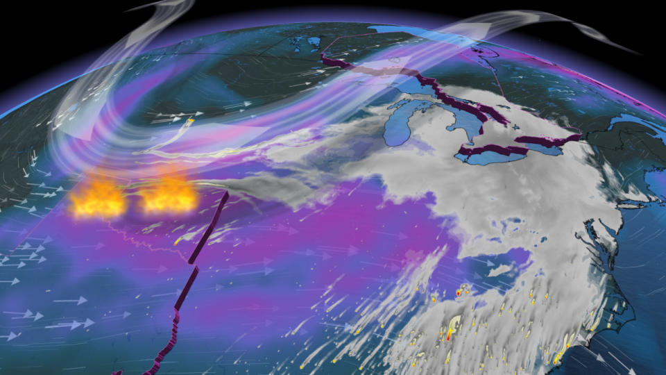 Wildfire smoke spans 2,000 km from Texas to Canada