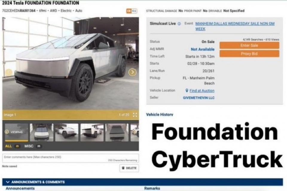 先前已有人上網賣Cybertruck並開出24萬美元價格，據了解最終有成交。
