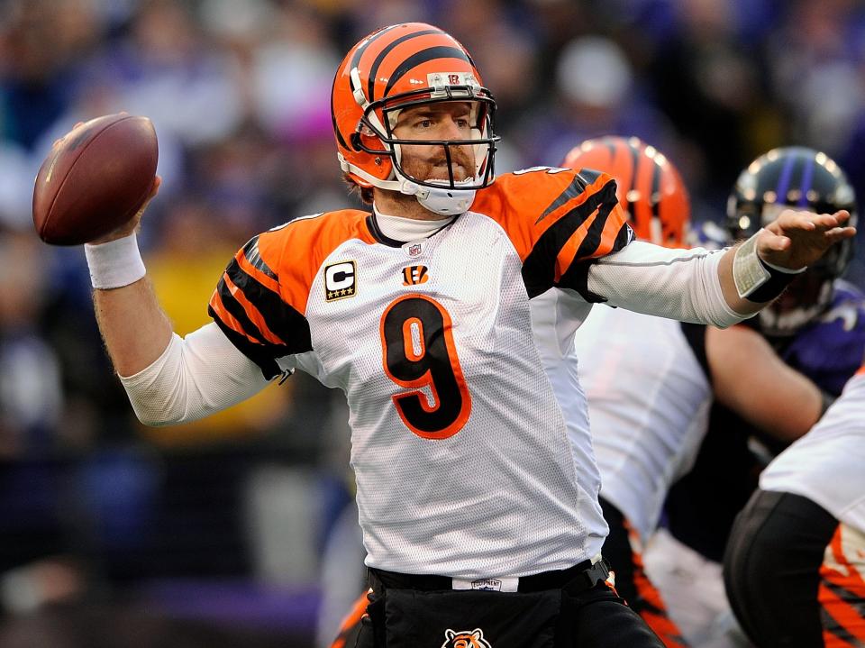 Carson Palmer makes a throw against the Baltimore Ravens.