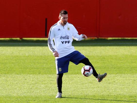 Messi at Argentina training (Getty)