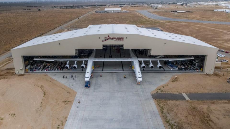 The Stratolaunch Roc on the runway.