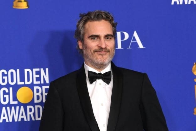 Joaquin Phoenix, winner of Best Performance by an Actor in a Motion Picture - Drama for "Joker" poses in the press room during the 77th Annual Golden Globe Awards at The Beverly Hilton Hotel on January 05, 2020 in Beverly Hills, California