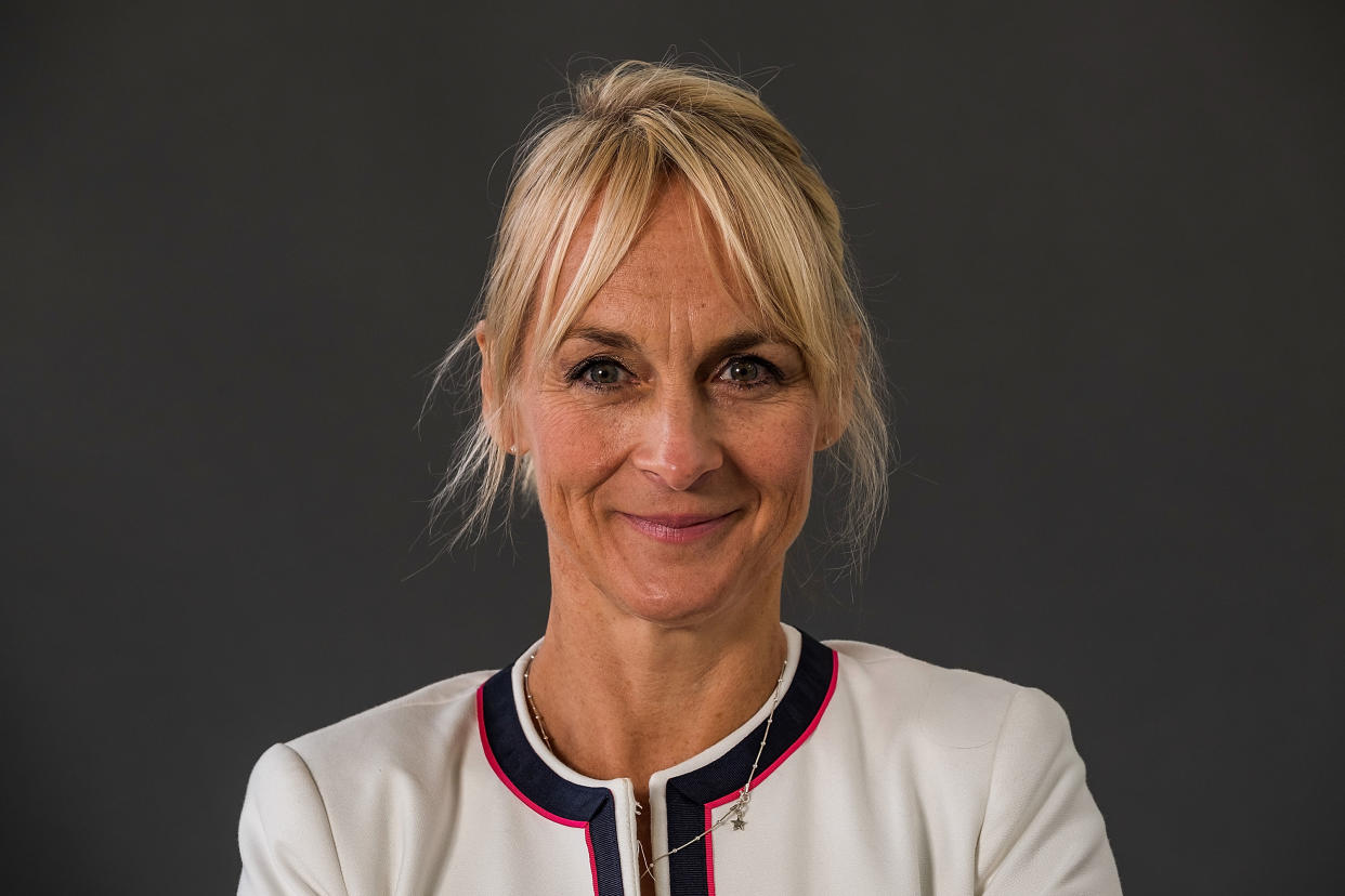 EDINBURGH, SCOTLAND - AUGUST 16: British journalist and news presenter Louise Minchin attends a photocall during the annual Edinburgh International Book Festival at Charlotte Square Gardens on August 16, 2018 in Edinburgh, Scotland. (Photo by Massimiliano Donati/Awakening/Getty Images)