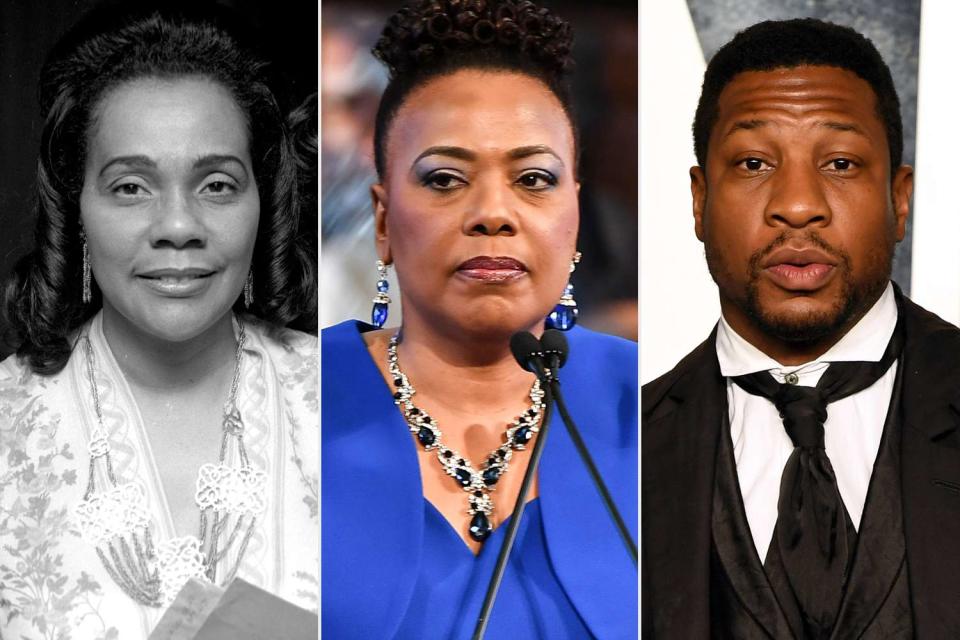 <p>Ron Galella/Ron Galella Collection via Getty; Paras Griffin/Getty; Jon Kopaloff/Getty</p> Coretta Scott King; Dr. Bernice King; Jonathan Majors