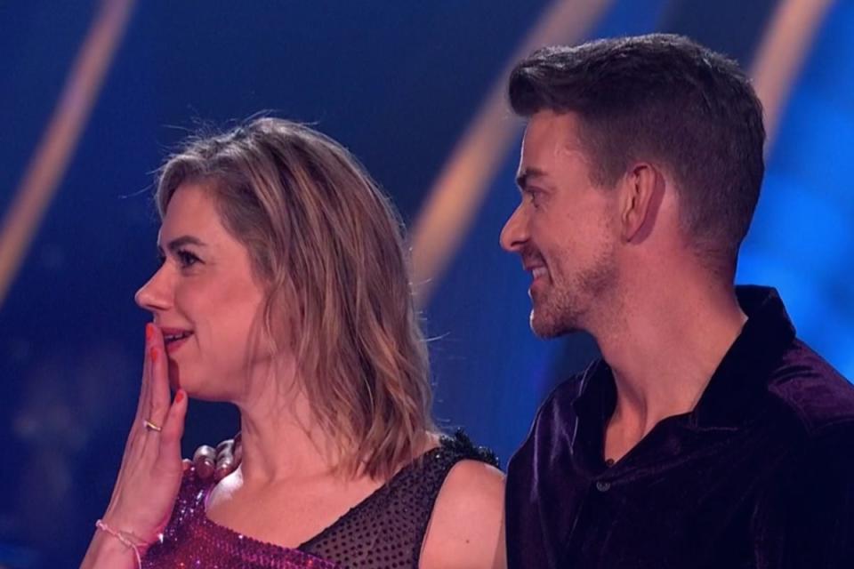 Lou Sanders and Brendyn Hatfield on Dancing on Ice (ITV / screengrab)