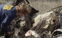 An investigator works at the site of the helicopter crash that killed Kobe Bryant and eight others in a screen grab taken in Calabasas