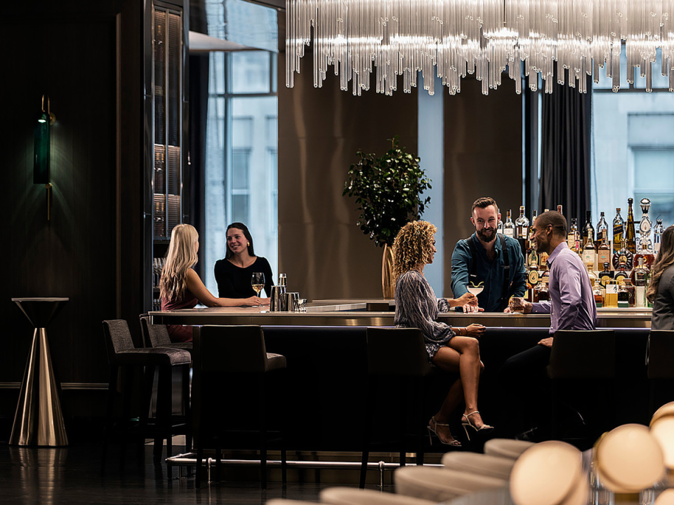 Adorn Bar & Restaurant, located on the seventh floor, has spectacular views of the city (Four Seasons)