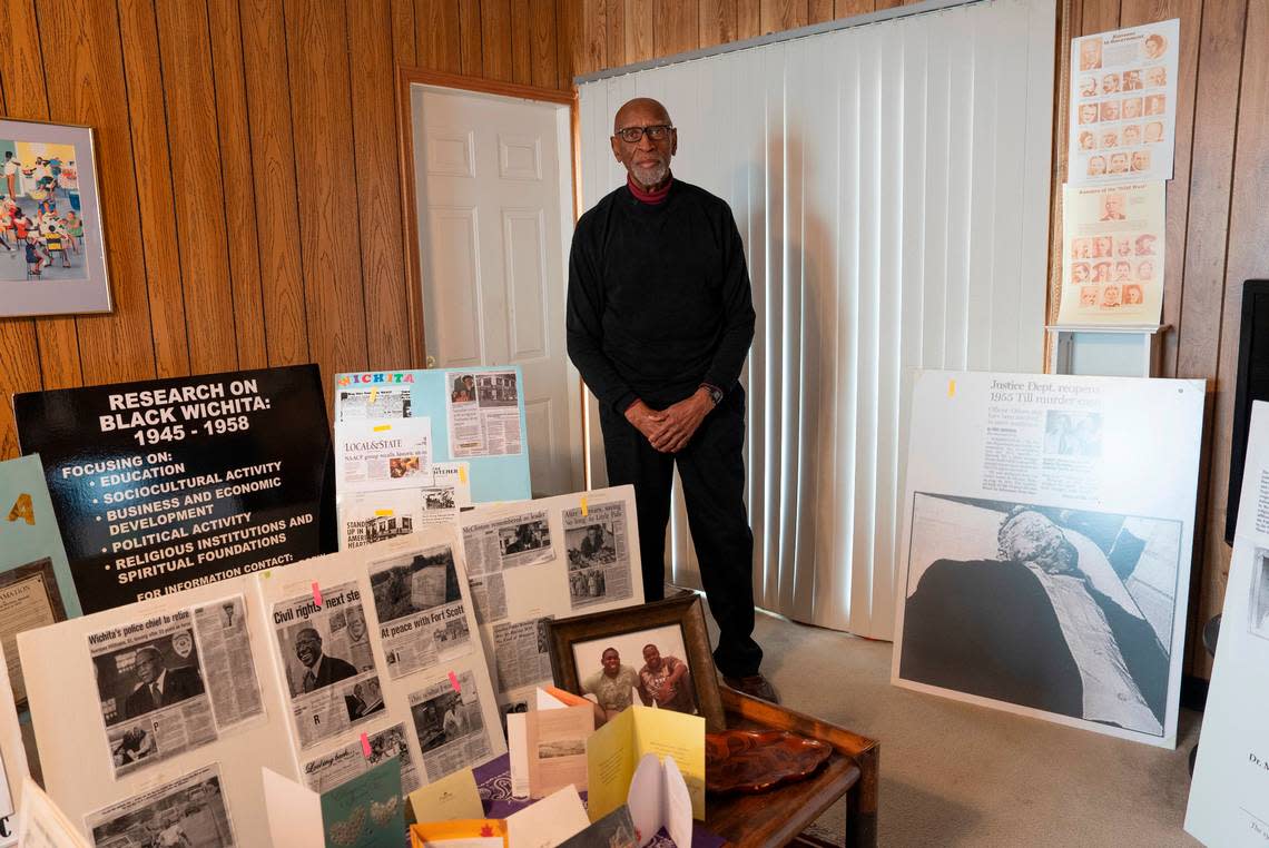 Galyn Vesey participated in the Dockum Drug Store sit-in in 1958. He and other young black protesters sat at the lunch counter in the Dockum Drug Store and after three weeks of sit-ins, the drug store agreed to serve the black students at the counter. He uses these displays when he shares his experience with others.
