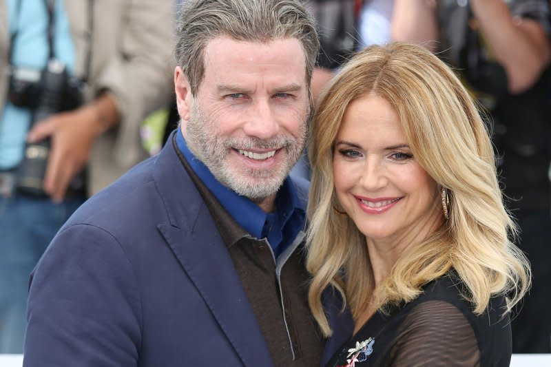 John Travolta and Kelly Preston arrive at a photocall for the film "Gotti" during the 71st annual Cannes International Film Festival in 2018. File Photo by David Silpa/UPI