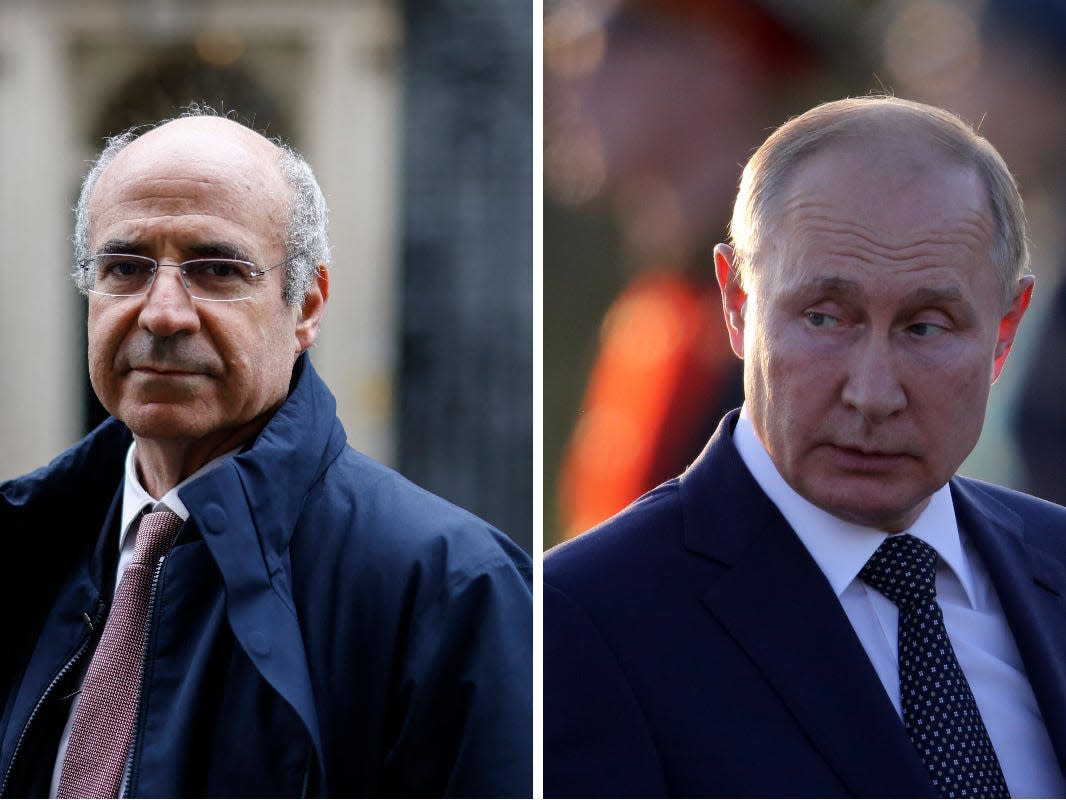 Investor and political activist Bill Browder (left) and Russian President Vladimir Putin (right)